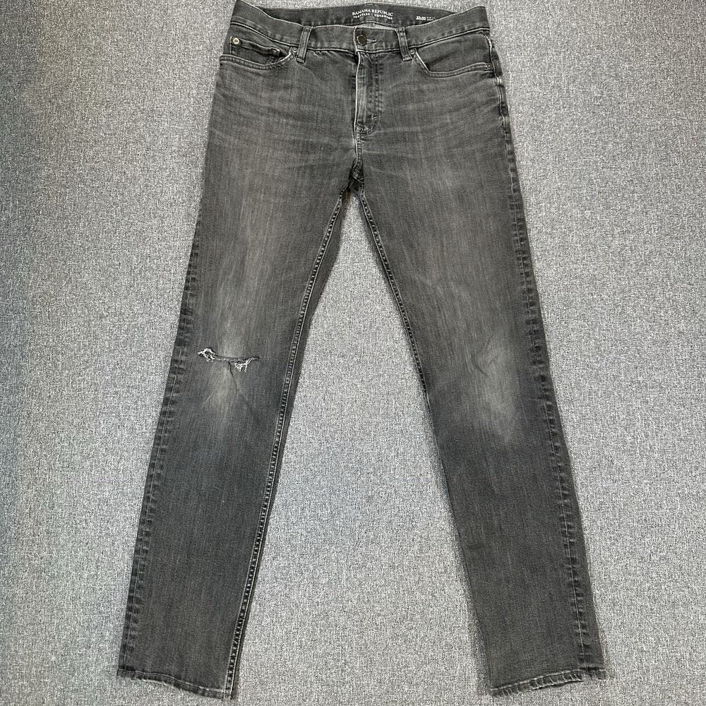 Banana Republic Traveler Jeans 32x32 Slim Fit Gray Distressed Stretch Denim Men